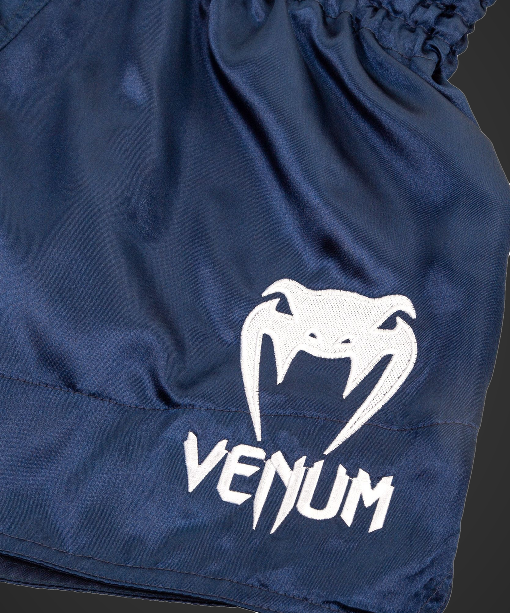 Venum Classic Muay Thai Shorts - Navy Blue/White